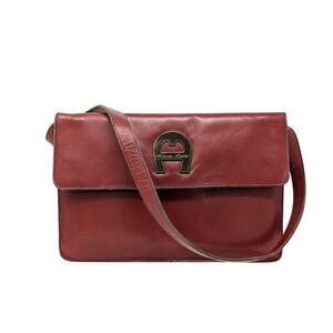 Etienne Aigner Shoulder Bag Oxblood Leather Vintage 70s 80s Preppy Handbag